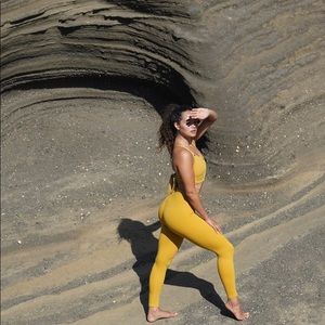 SOLD Mustard Yellow Workout Set Active Wear Size M